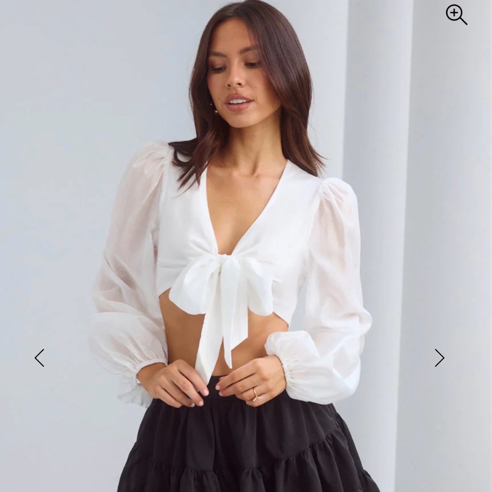 Hello Molly White Tie-Front Blouse